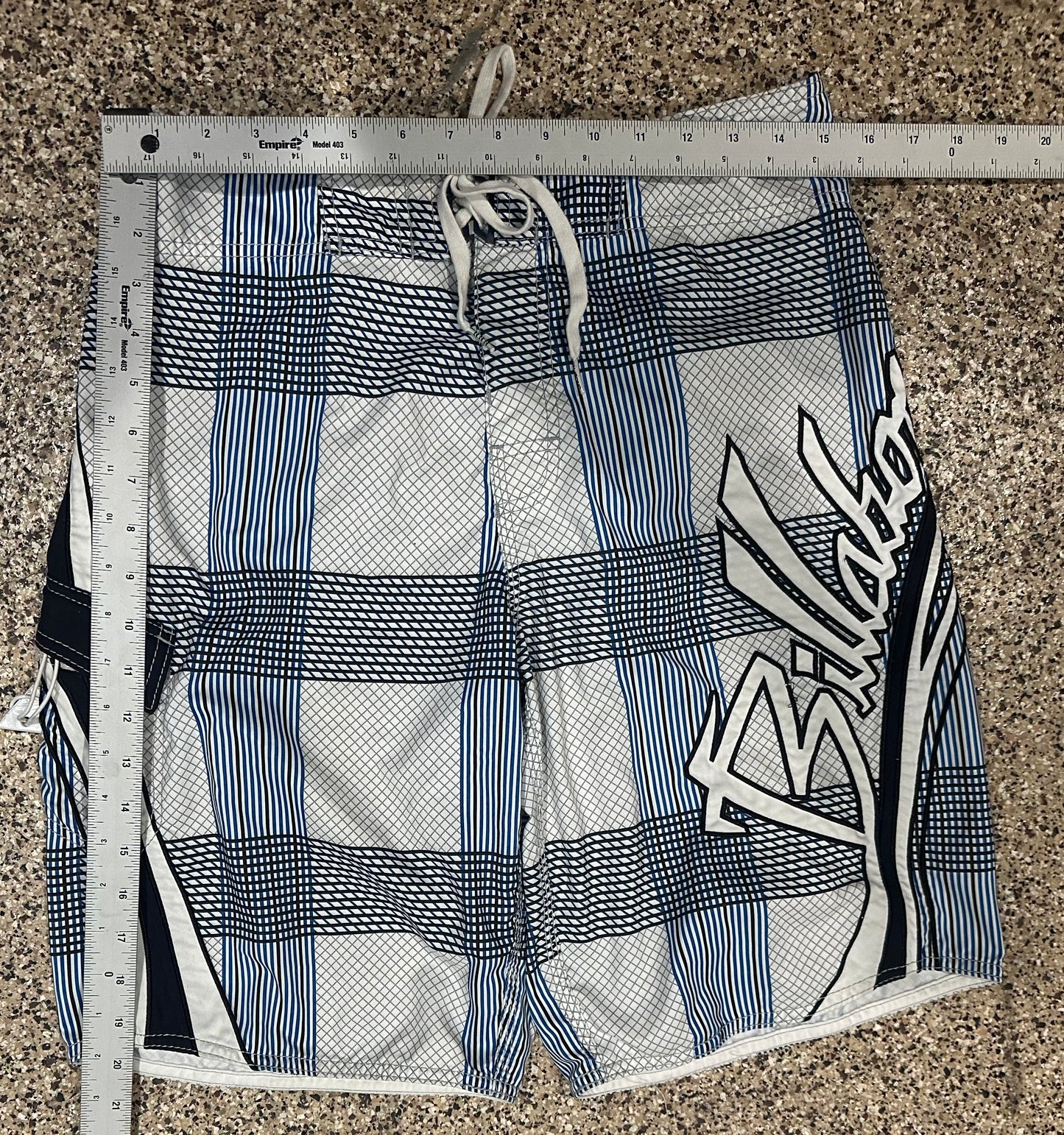 Y2K Billabong Mark Occhilupo White Plaid Trunks - 31 - With Original Fin Key