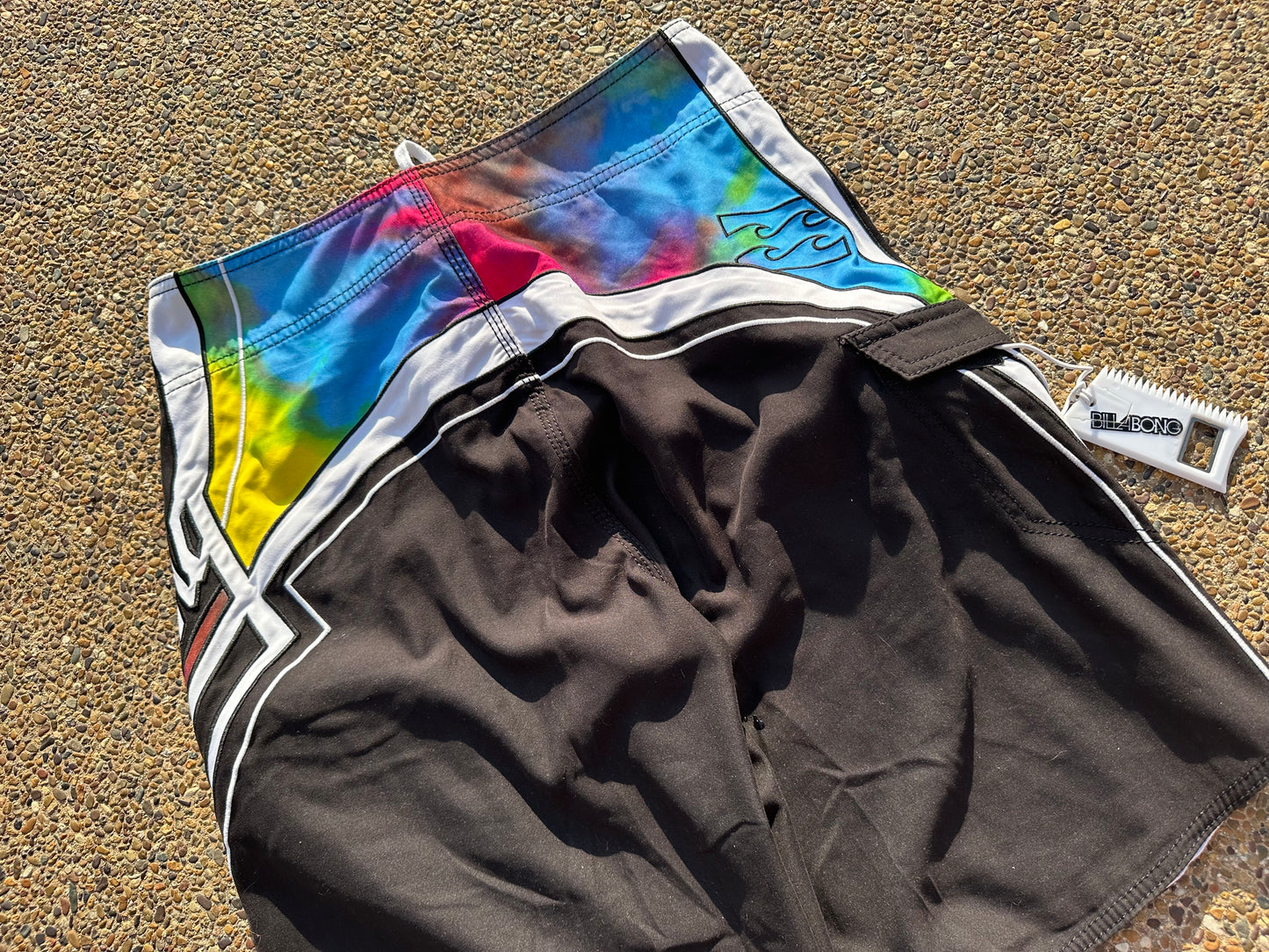 Y2K Billabong Mark Occhilupo Tie Dye Trunks - 30 - With Original Wax Comb