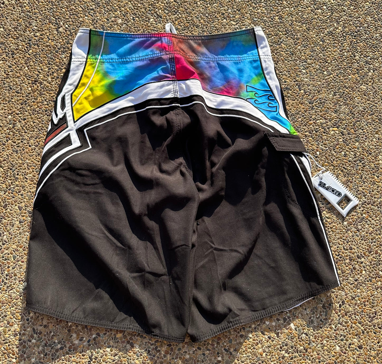 Y2K Billabong Mark Occhilupo Tie Dye Trunks - 30 - With Original Wax Comb